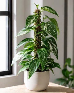 monstera climbing on a moss pole