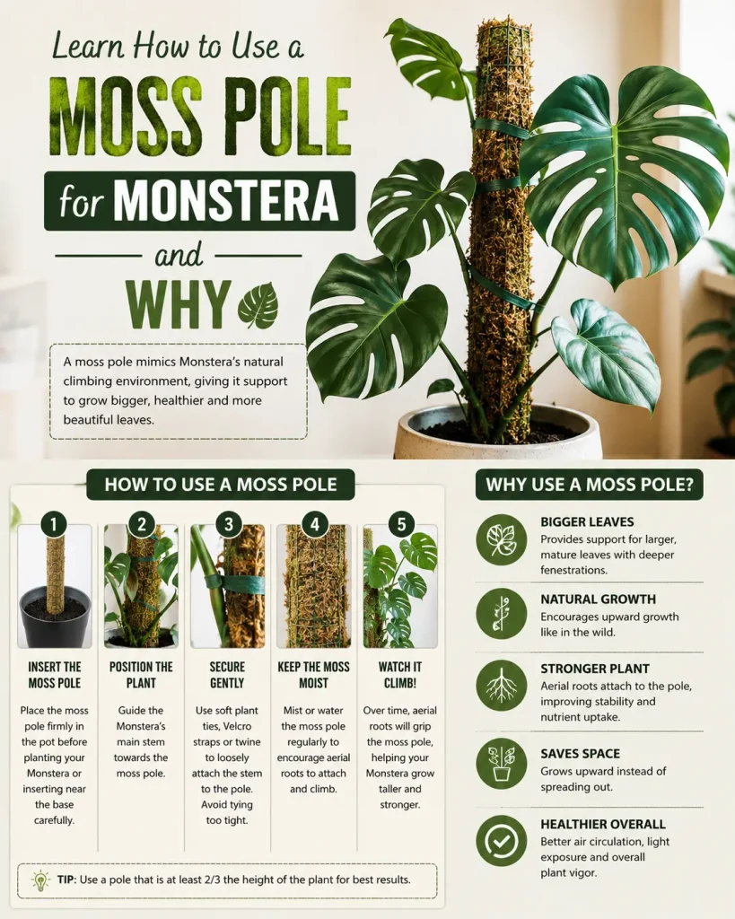 Learn How to Use a Moss Pole for Monstera and Why