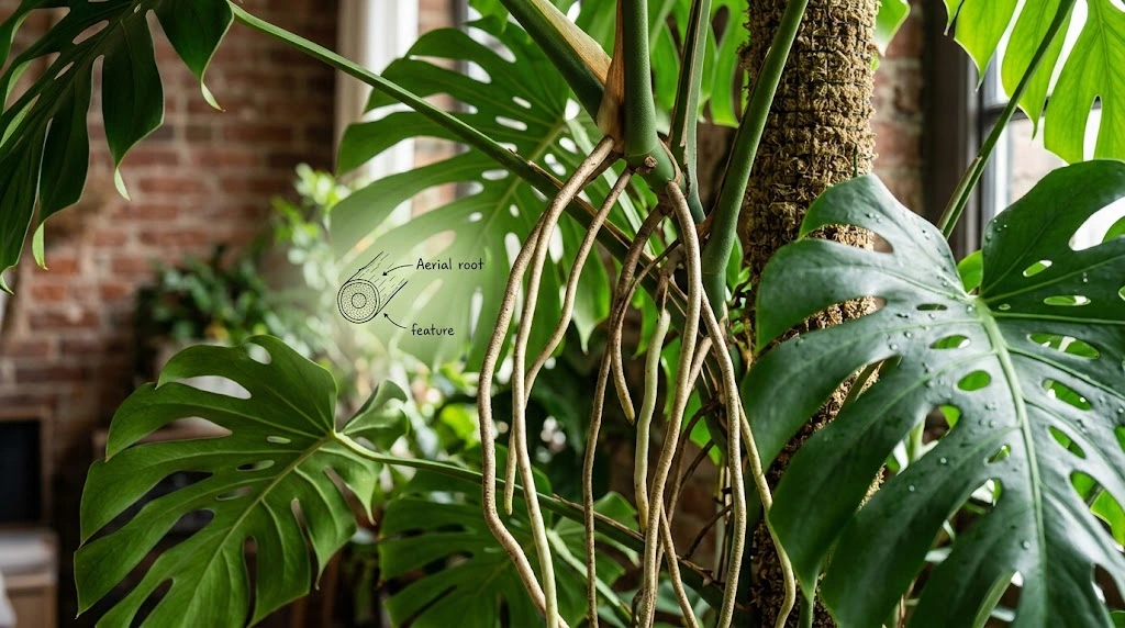 aerial roots of monstera plant